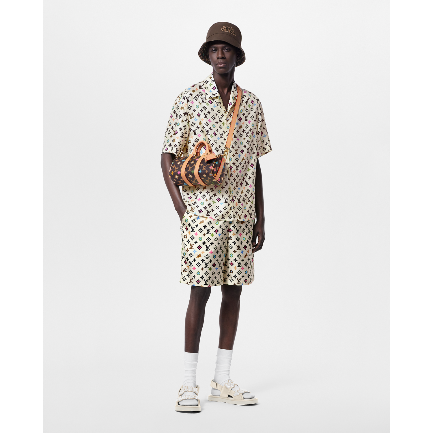 Louis Vuitton x Tyler MONOGRAM Printed Single-Breasted Mulberry Silk Loose Solid Color Summer Short Sleeve Shirt #71978