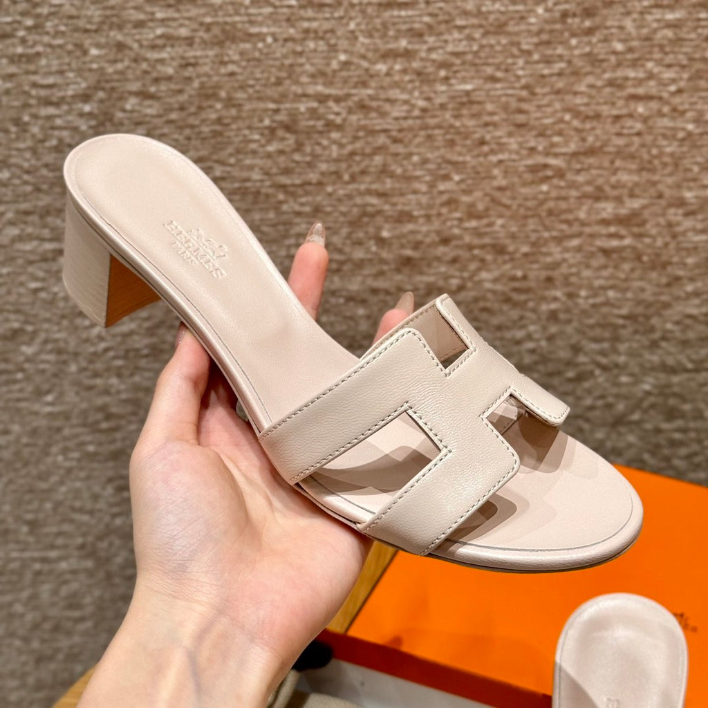 Hermes Oasis Women's Summer Solid Colour One Stirrup High Heel Slipper Shoes #76933