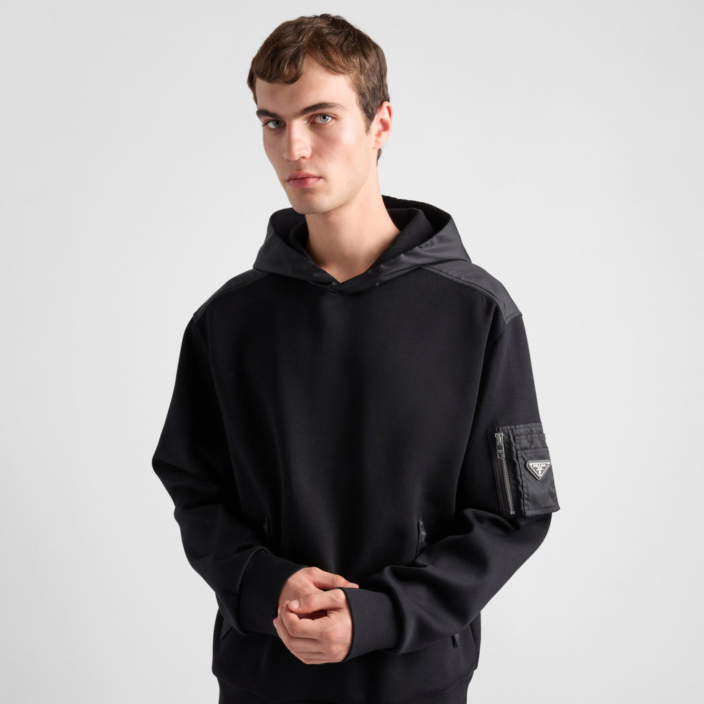 Prada Men's Spring and Autumn Solid Color Cotton Fleece Hooded Long Sleeve Sweatshirt #75254