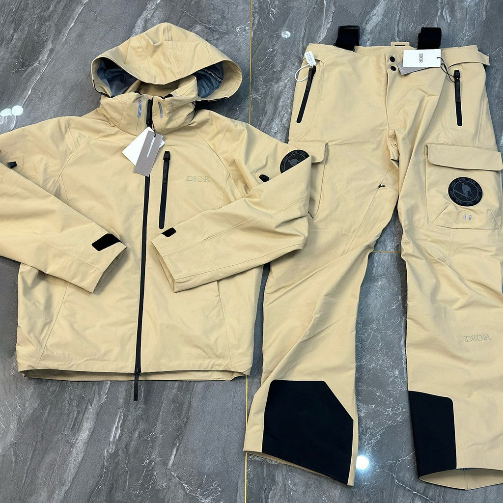 Dior Men's And Women's Fall/winter Fashion Classic Solid Color Hooded Zipper Windbreaker Jacket Solid Color Casual Suspender Pants Workwear Pants Ski Suit Set #79441