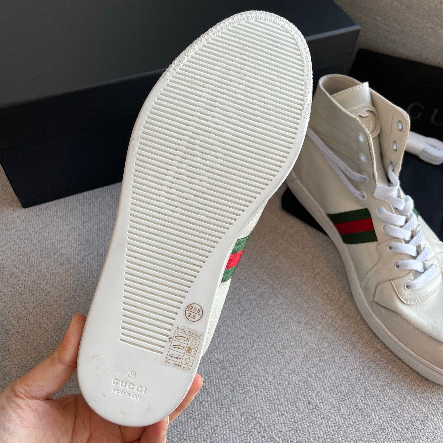 Gucci Men's Stretch High-top Sneaker in White Leather #337175