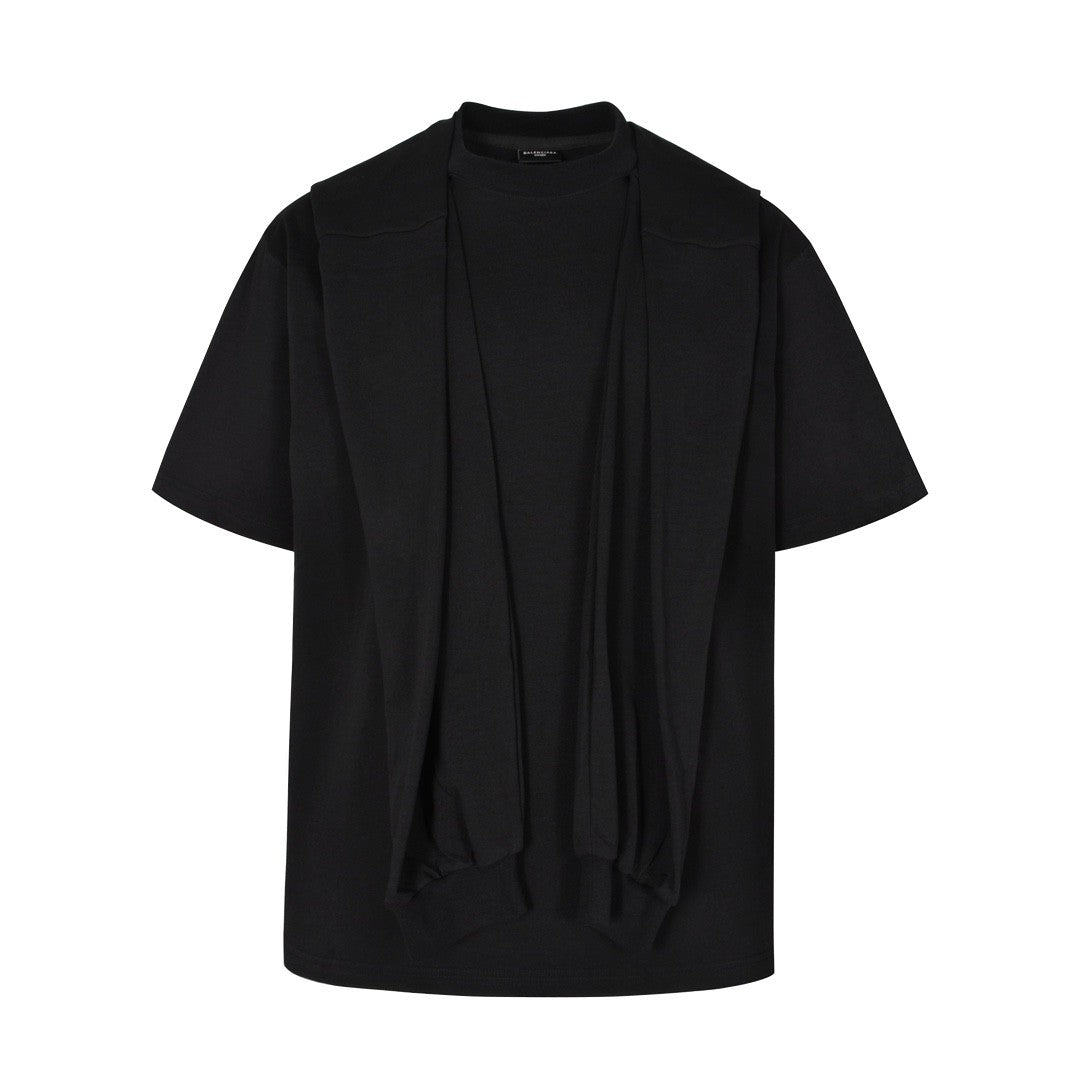 Balenciaga Men's and Women's Summer Solid Color Hooded Two-Piece Short Sleeve T-Shirt #77219