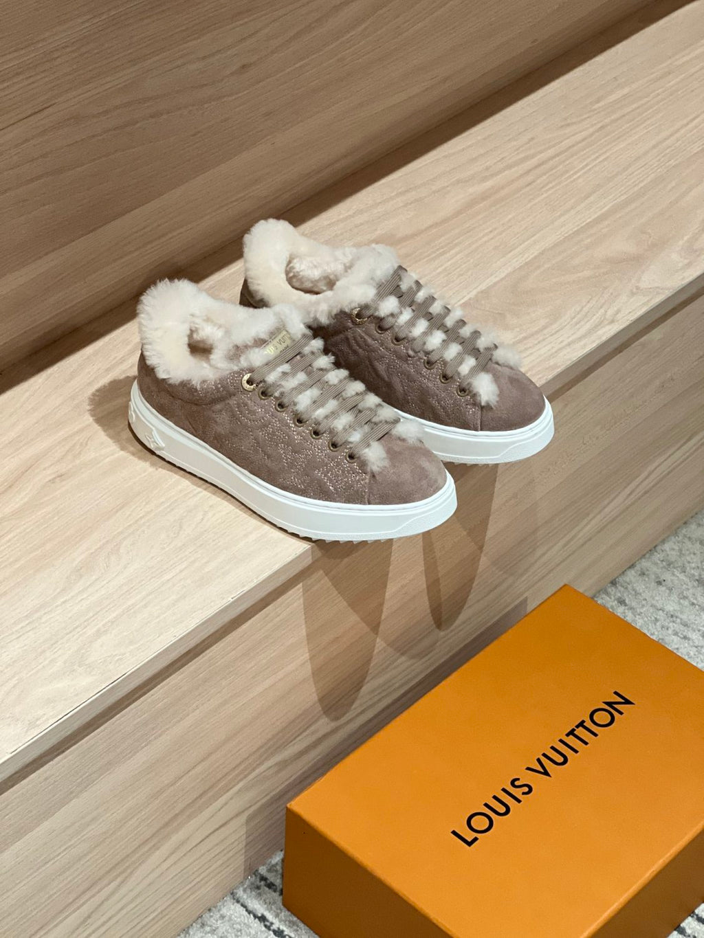 Louis Vuitton Women's Time Out Sneaker Suede Round Toe Lace-up Low-top Sneakers #333372