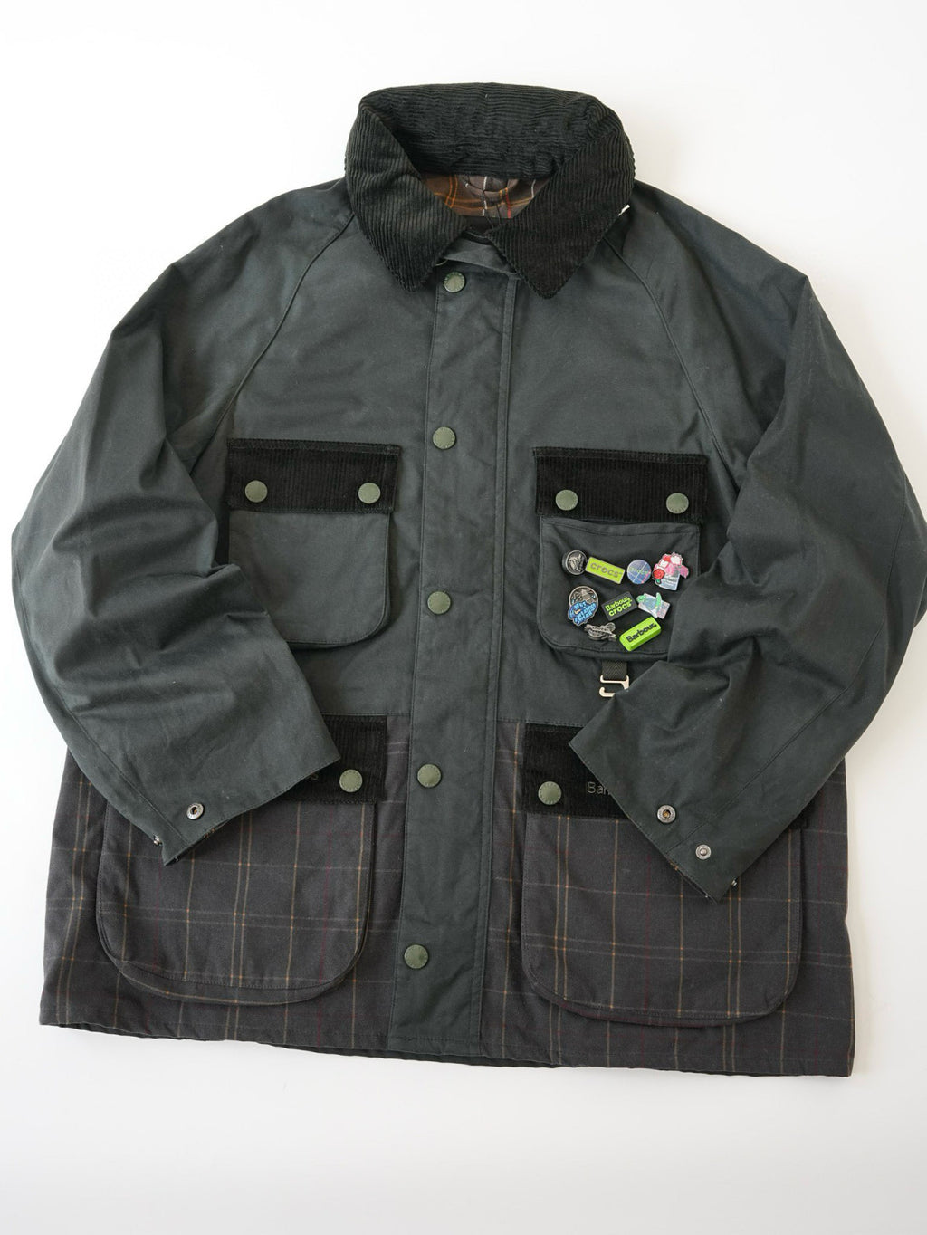 Barbour × Crocs Men's Women's Fall And Winter Lapel Oil Wax Jacket Badge Fashion Trend Pockets Casual Hooded Single-breasted Jacket Ngvp #2624