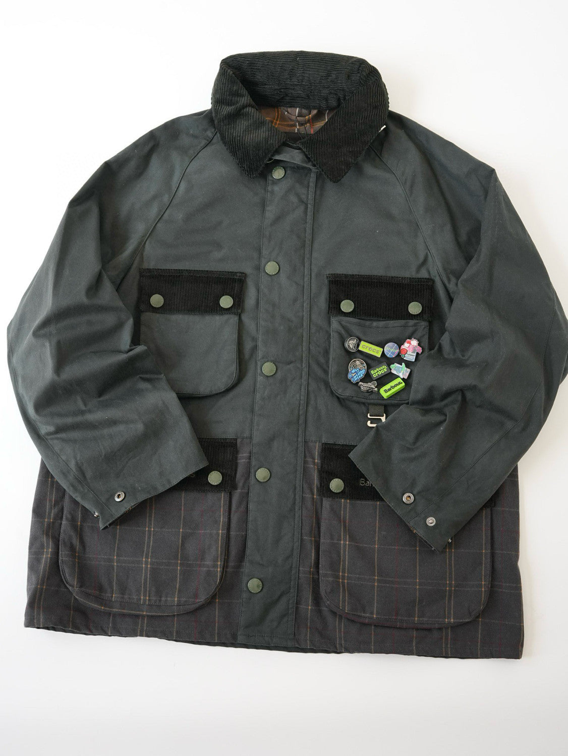 Barbour × Crocs Men's Women's Fall And Winter Lapel Oil Wax Jacket Badge Fashion Trend Pockets Casual Hooded Single-breasted Jacket Ngvp #2624