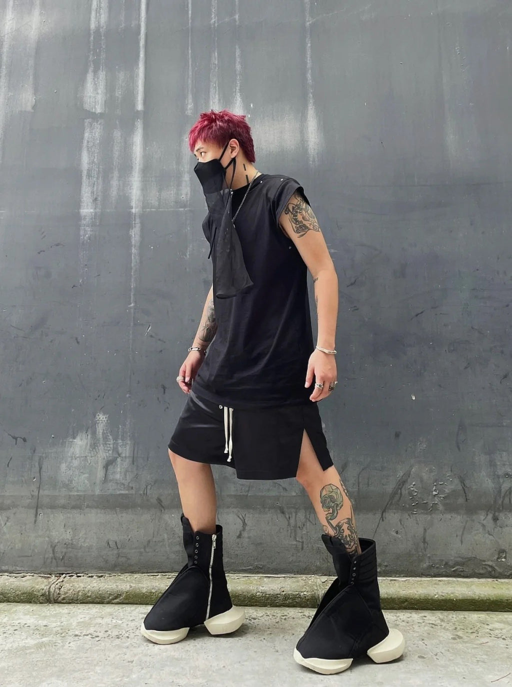 Rick Owens DRKSHDW Men Women Summer Black Zipper Elastic Drawstring Casual Straight Fit Shorts Ngvp #8835
