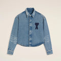Ami Men's And Women's Spring And Fall Solid Color Embroidered Logo Single Breasted Long Sleeved Denim Jacket #76447