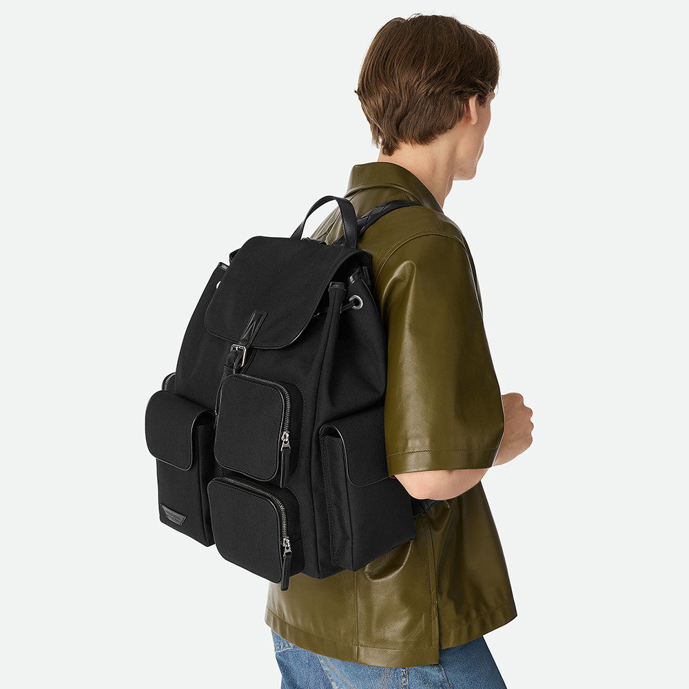 BOTTEGA VENETA  Crossroad Multi-Pocket Backpack Leather Label Nylon Shoulder Bag #332330