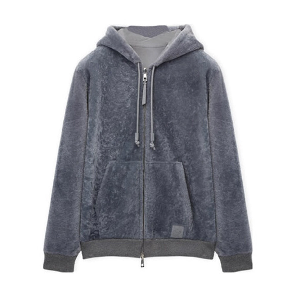 Loewe Men's Fall/Winter Gray Hooded Drawstring Reversible Wearable Zipper Jacket #72113