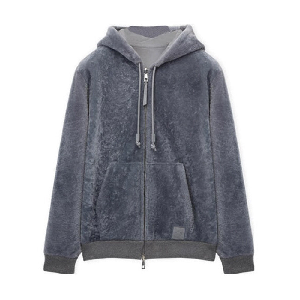 Loewe Men's Fall/Winter Gray Hooded Drawstring Reversible Wearable Zipper Jacket #72113