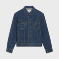 Celine ROYAL INDIGO Men's Spring/Autumn Classic Washed Color Truchker Jacket Cotton Fabric Letter Pattern Jacket #78162