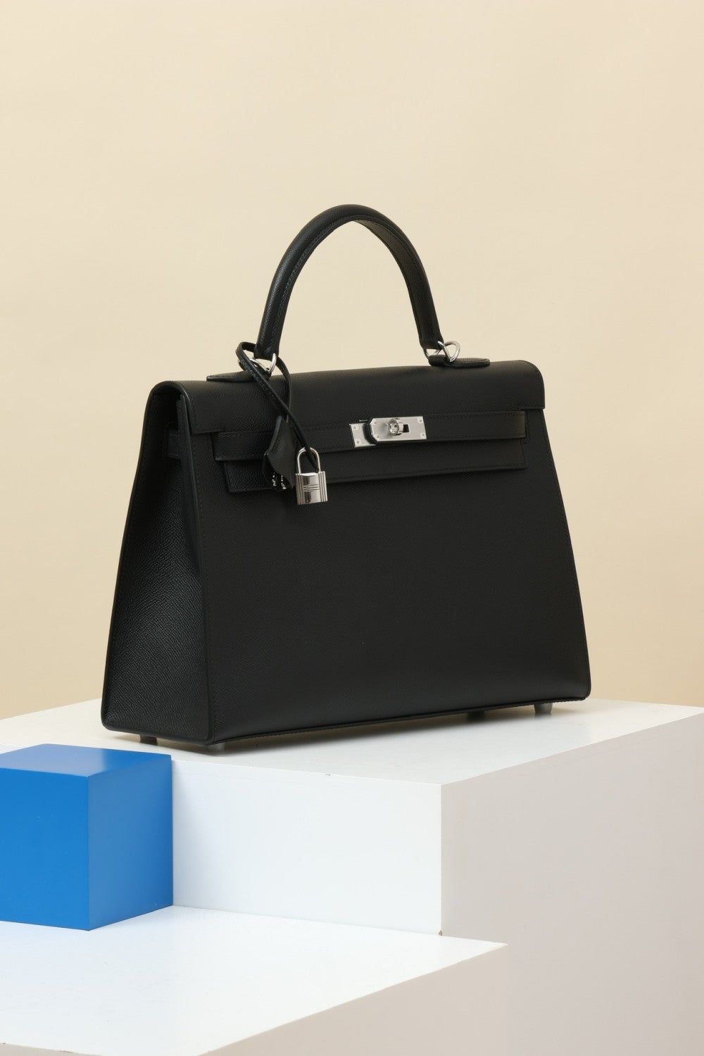 Hermes KL35 Solid Color Cowhide Leather Handbag Metal Buckle Kelly Bag Bags Accessories #75744