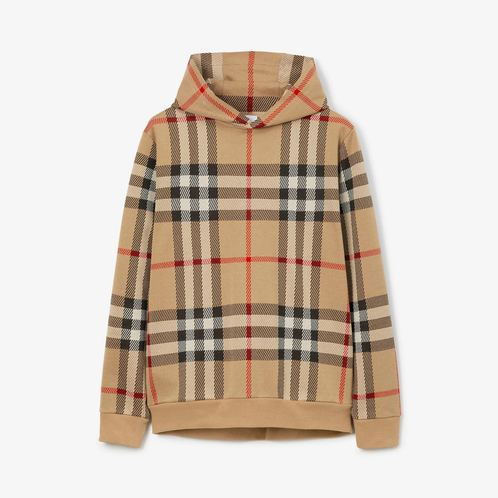 Burberry Check Cotton Jacquard Hoodie Plaid Sweatshirt Pullover #96325