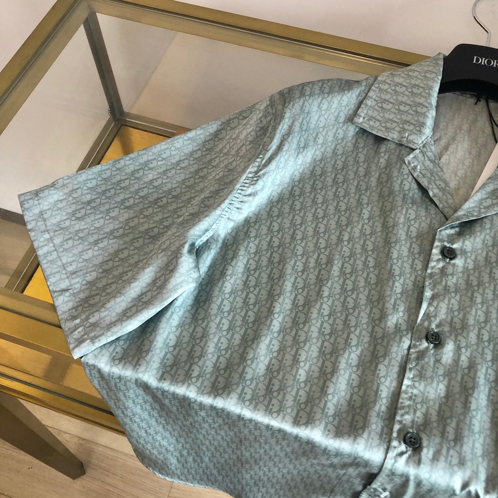Dior Men's Summer Solid Color Letter Printed V-Neck Single Breasted Short Sleeve Shirt Elastic Waist Shorts Pants Set Suit #99769