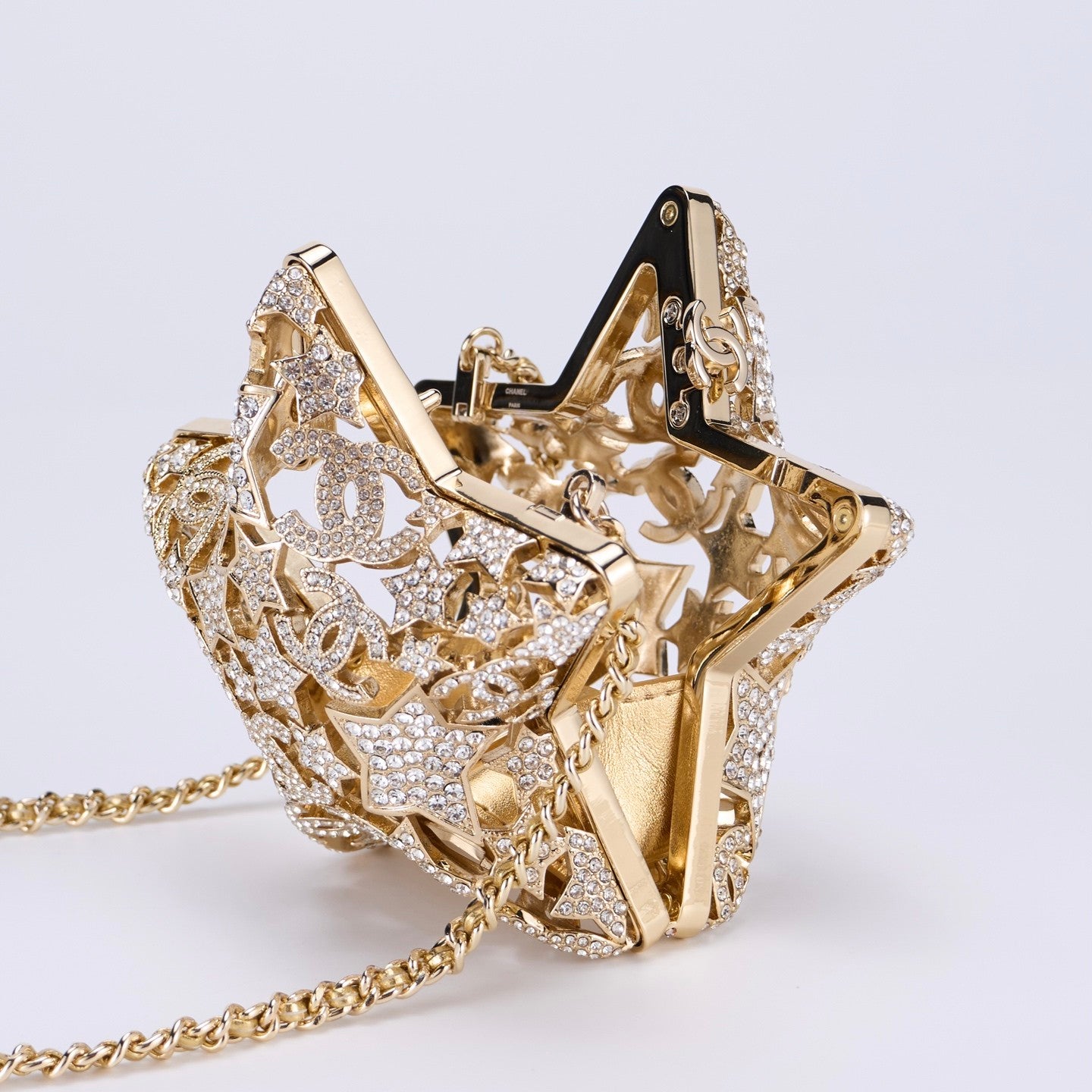 Chanel Women's Fashion Casual Classic Star-shaped Rigid Evening Clutch With Openwork Star-shaped Crystal Embellishments Bag Bags #78514