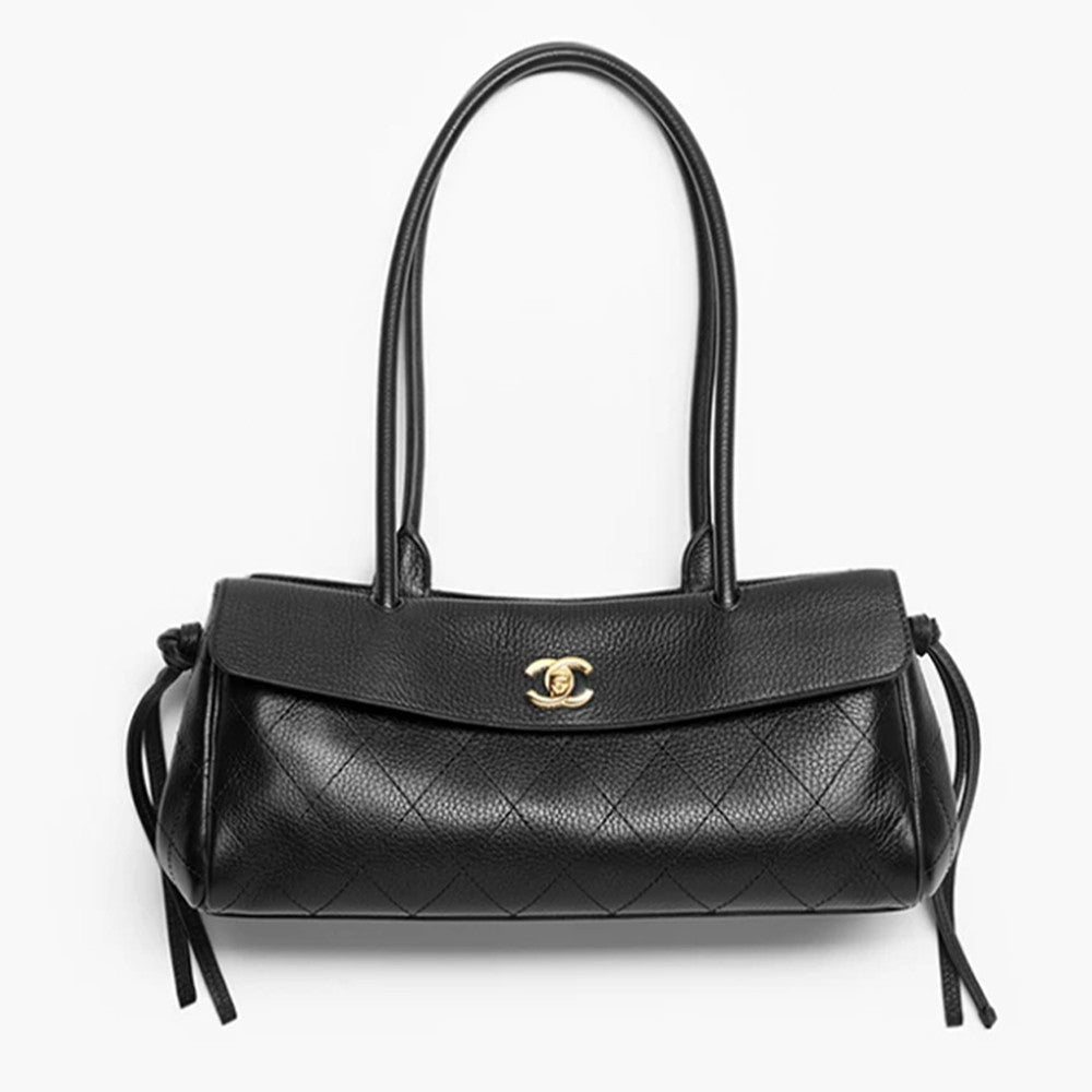 Chanel Baguette Bag Underarm Bag Conceria Gaiera Giovanni Genuine Leather Small Shopping Bag Grained Calfskin Gold-tone Metal Black Long Tote Bag With Straps Classic Diamond-quilted Shopping Bag Lady #196139
