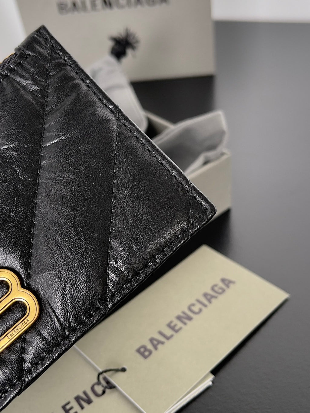 Balenciaga Women's Retro Old Card Bag Leather Coin Purse Wallet Solid Color Bags #71935