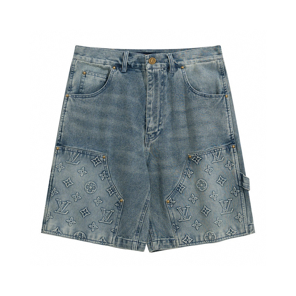 Louis Vuitton Short Sleeved Denim Jacket Denim Shorts Set Suit #94367