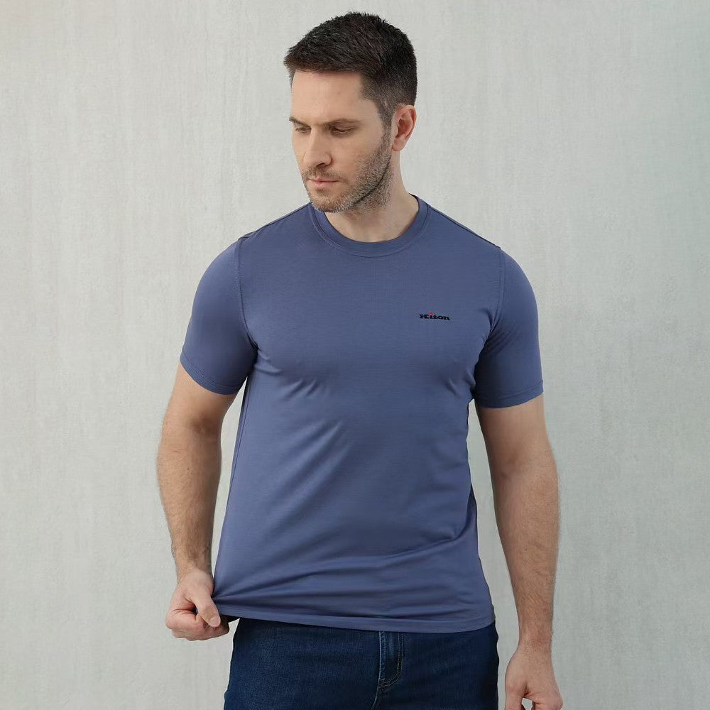 Kiton Men's Summer Solid Color Embroidered Letter Print Round Neck Short Sleeve T-Shirt #75729