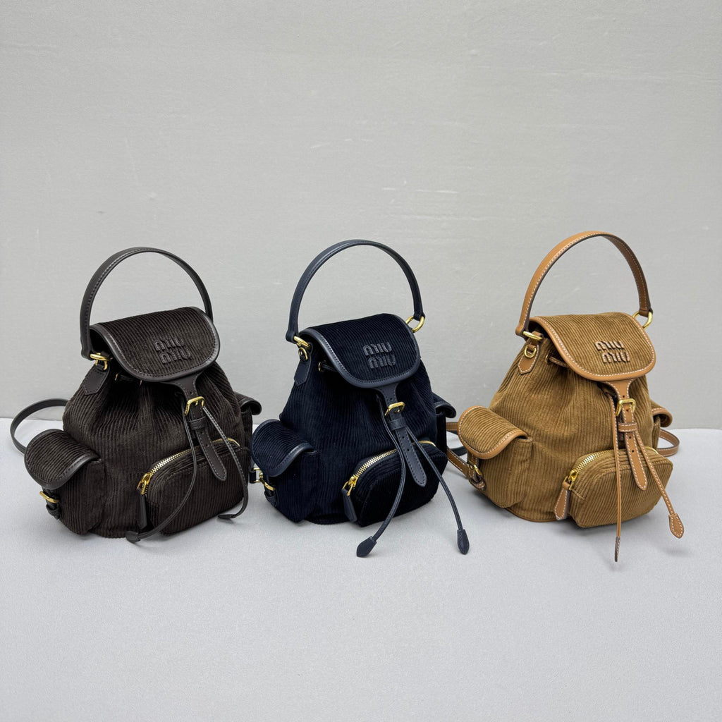 MiuMiu Small Cinnamon Corduroy Backpack #334156