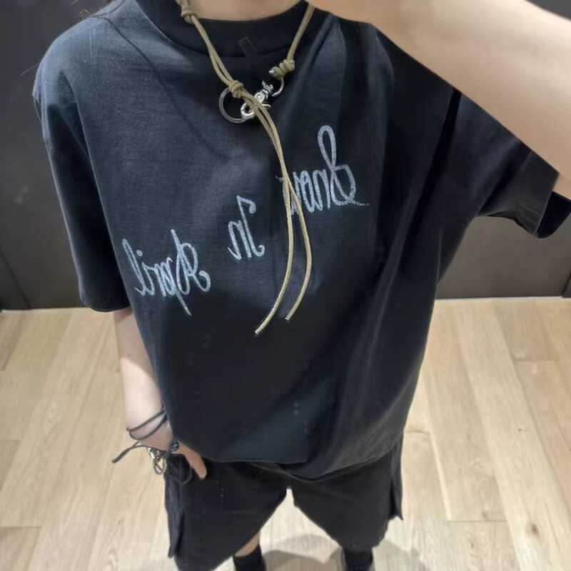 Our Legacy Men's and Women's Letter Print Summer Crew Neck Short Sleeve Knit Loose-Fit T-shirt Ngvp #2363