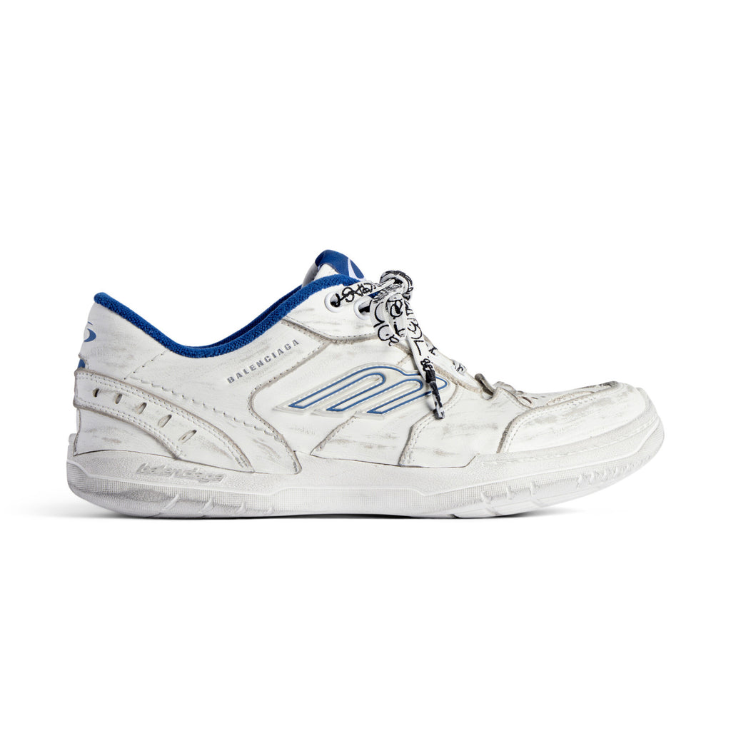 Balenciaga Hamptons Worn-Out Men's and Women's Solid Color Cowhide Leather and Polyester Low-Top Lace-Up Sneakers Shoes #77981