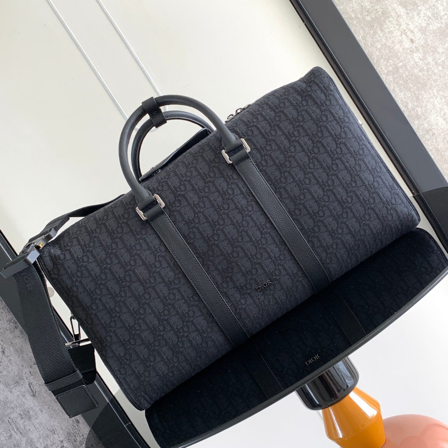 DIOR LINGOT 50 Men's and Women's Adjustable Shoulder Strap Letter Printed Leather Canvas Tote Travel Bag Bags #76472