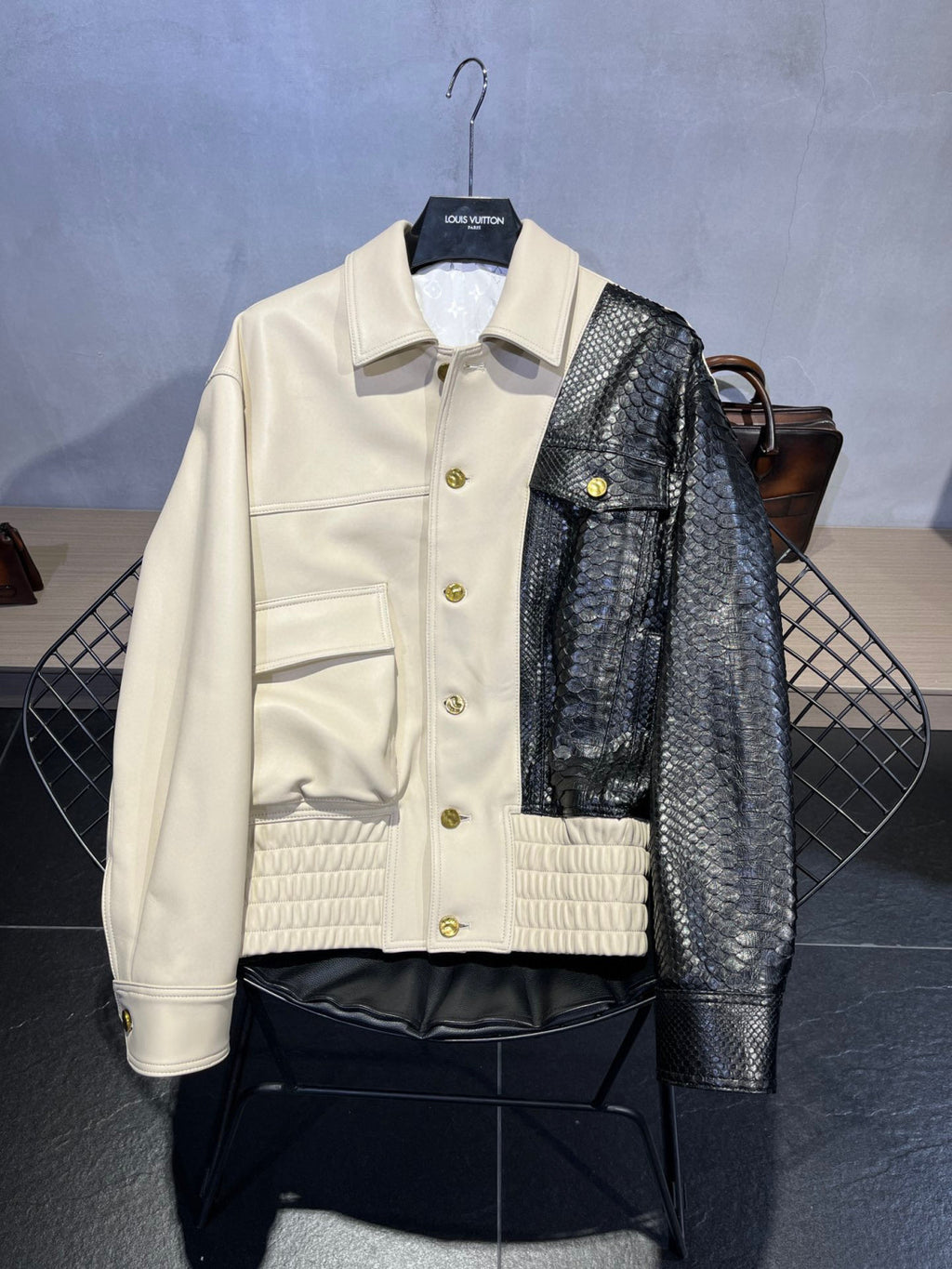 Louis Vuitton Leather Long Sleeved Patchwork Leather Jacket #21699