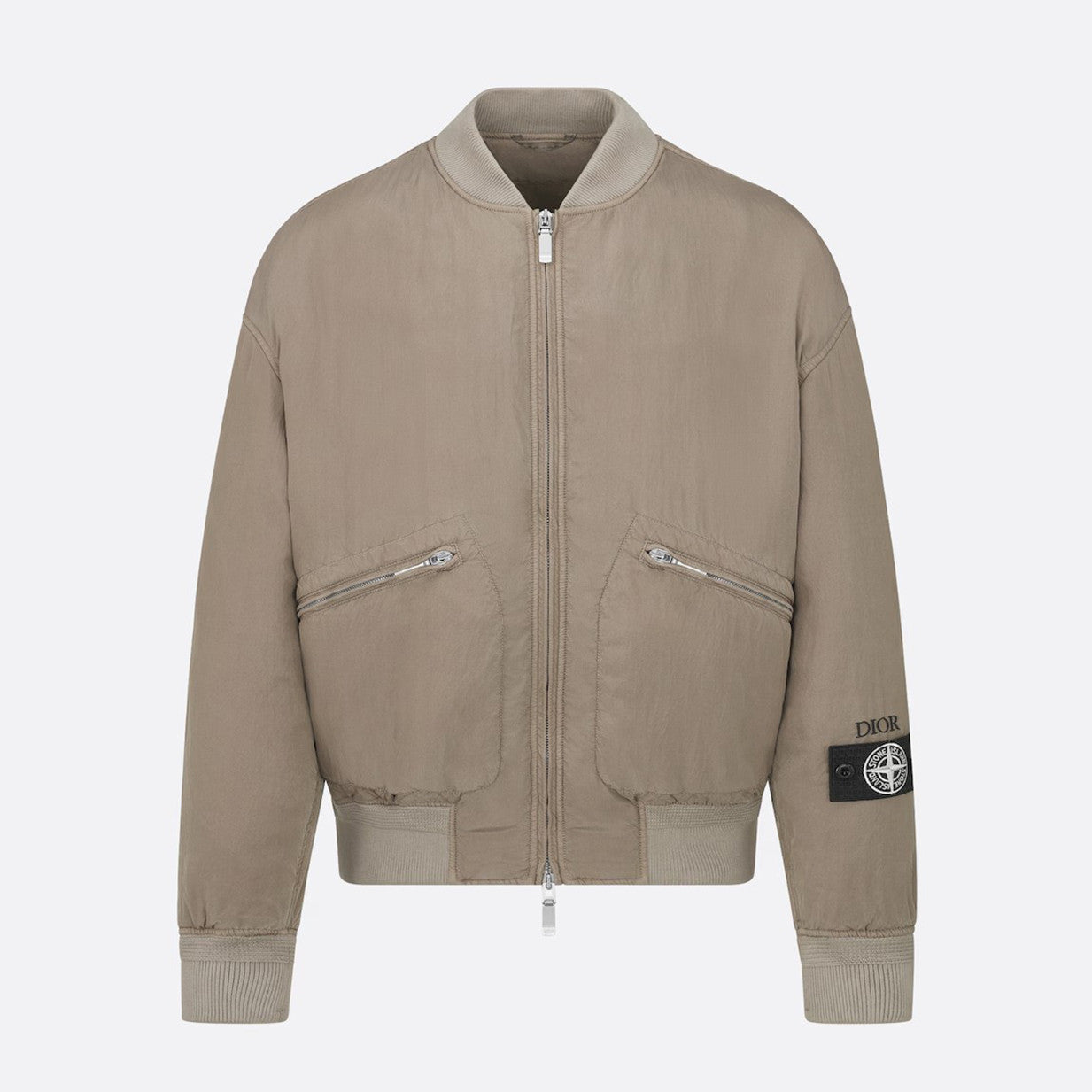 Dior X Stone Island Men's Spring Autumn Solid Color Letter Logo Pilot Zipper Long Sleeve Jacket Bomber Jacket #74685