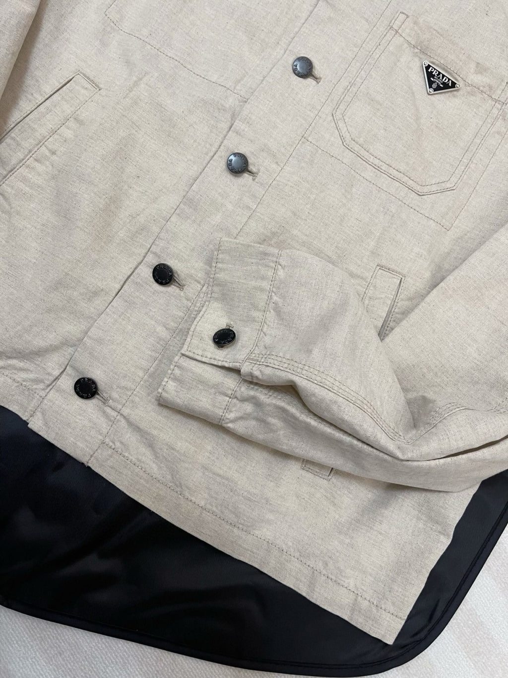 Prada Men's Fall And Winter Solid Color Lapel Single Breasted Linen Long Sleeved Jacket Casual Trousers Pants Set Suit #75646