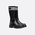 Dior Women's D-Major Ankle Boots Black Calf Leather With Black And White Technical Jersey #332813