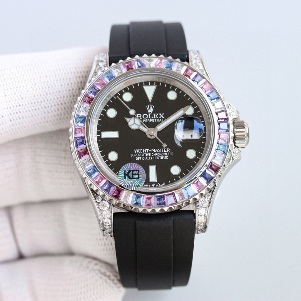Rolex Men's Women's Fashion Yacht Prestige Collection 40mm Diameter 904 Steel Mechanical Watch Bezel Diamonds Casual Wristwatch Watch ?#71647