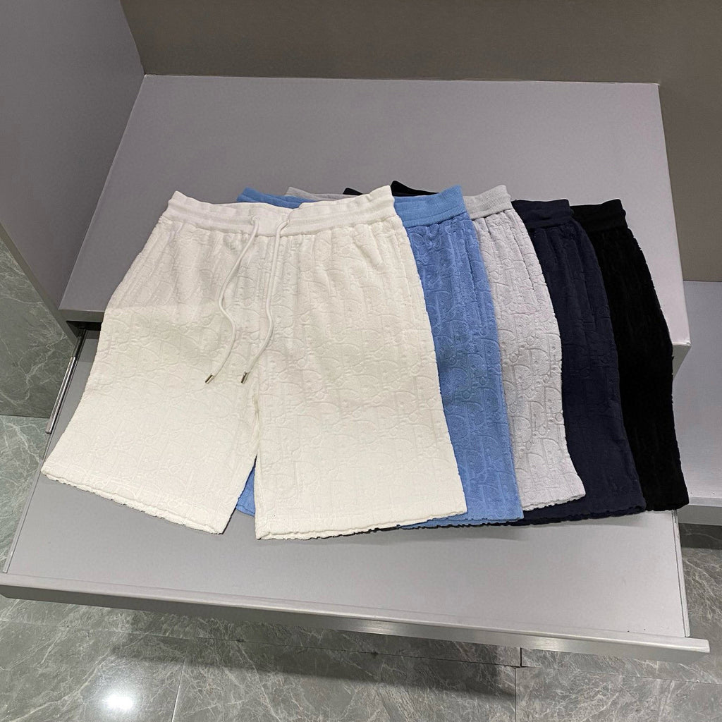 Dior Men's Summer Monogrammed Jacquard Solid Color Lace-Up Shorts Pants #98871