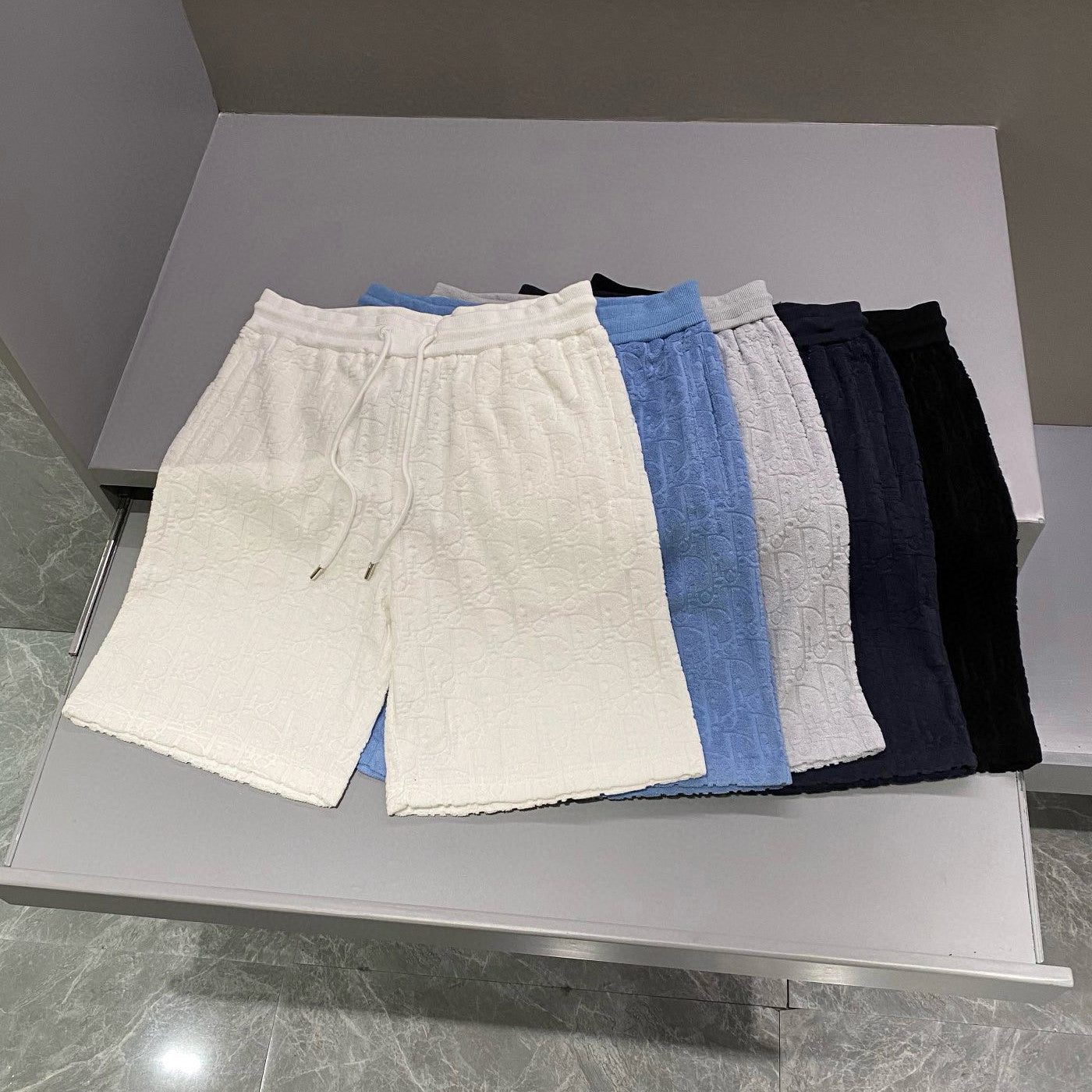 Dior Men's Summer Monogrammed Jacquard Solid Color Lace-Up Shorts Pants #98871