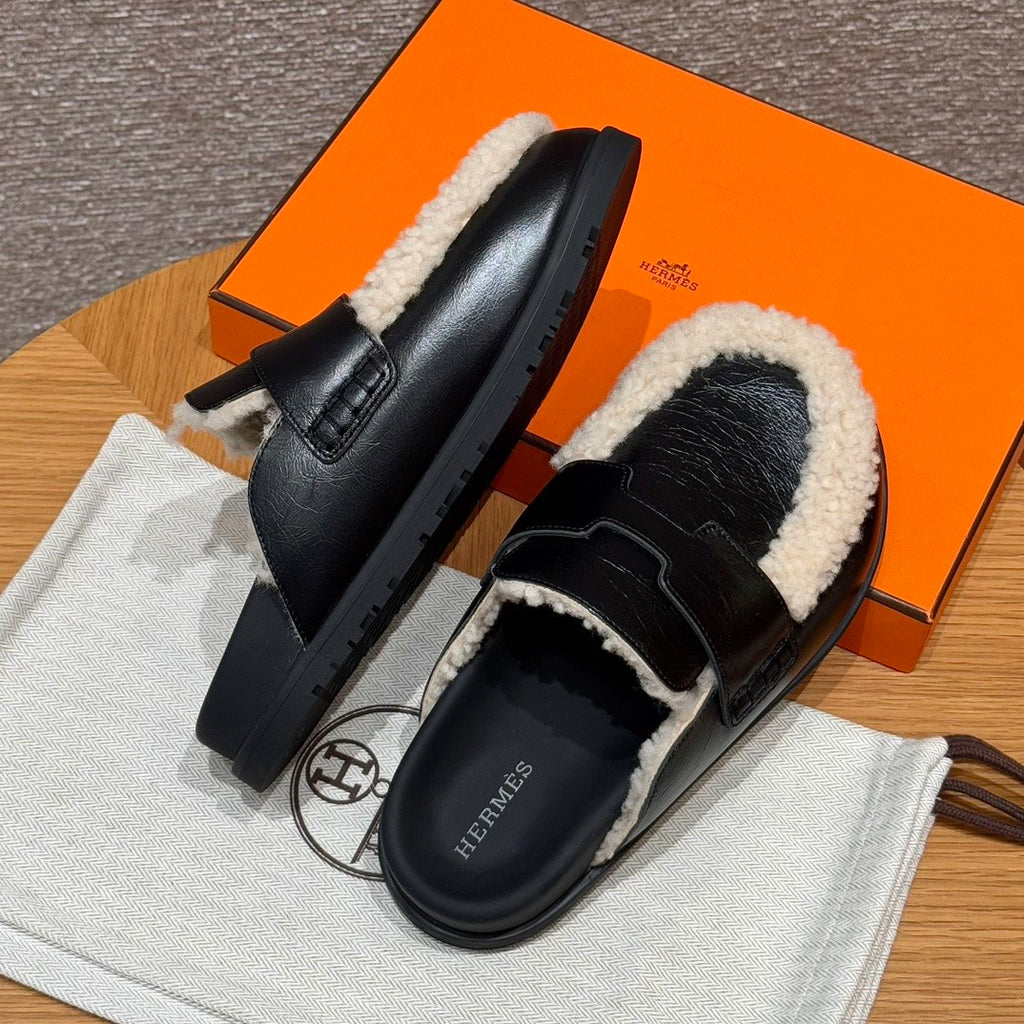 Hermès  Women's Go Mules Leather Round Toe Pumps Birkenstocks #333299