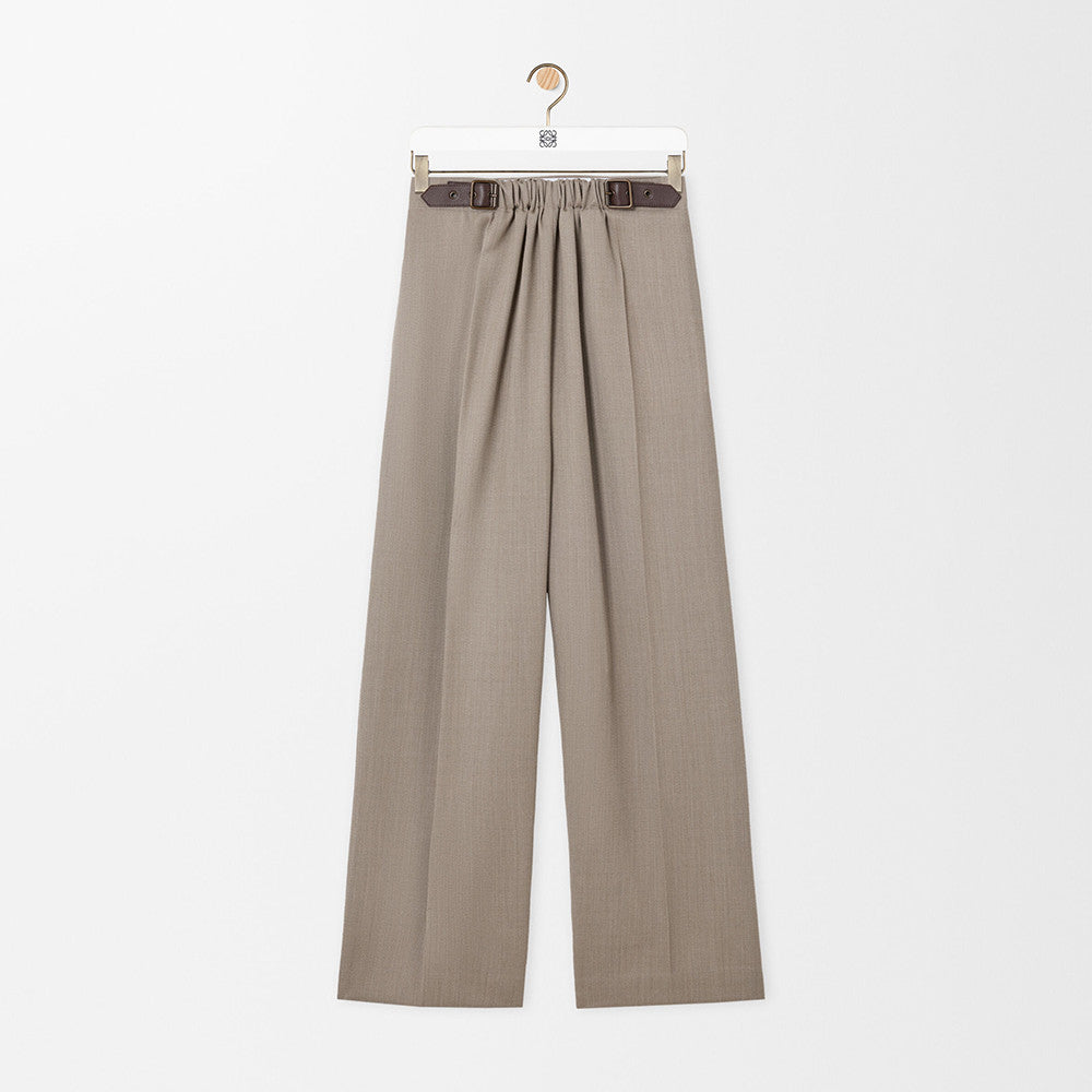 Loewe Belted Trousers in Wool Brown #334790