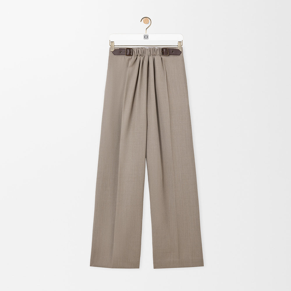 Loewe Belted Trousers in Wool Brown #334790