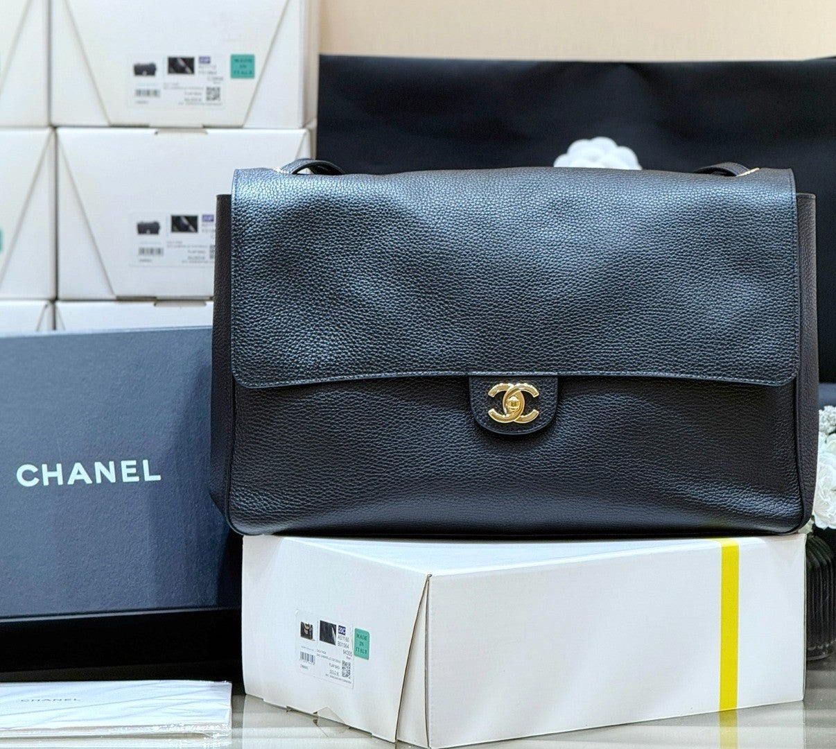 Chanel Cf Tote Bag Extra-large Mix Brown Exclusive Conceria Gaiera Giovanni Genuine Leather With Alligator-patterned Mix Silver Buckles—a Stylish Elegant Large Bag In Brown-red AS6231-B24008-U8391 #195640