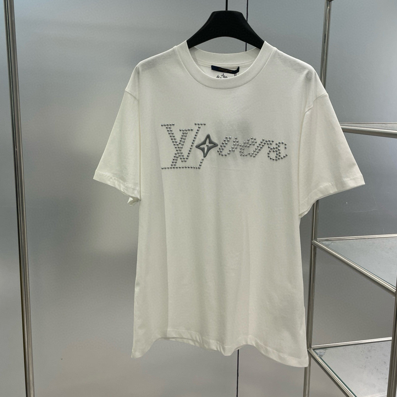 Louis Vuitton Men's Summer Cotton Hot Drill Logo Solid Color Round Neck Short Sleeve T-Shirt #98147