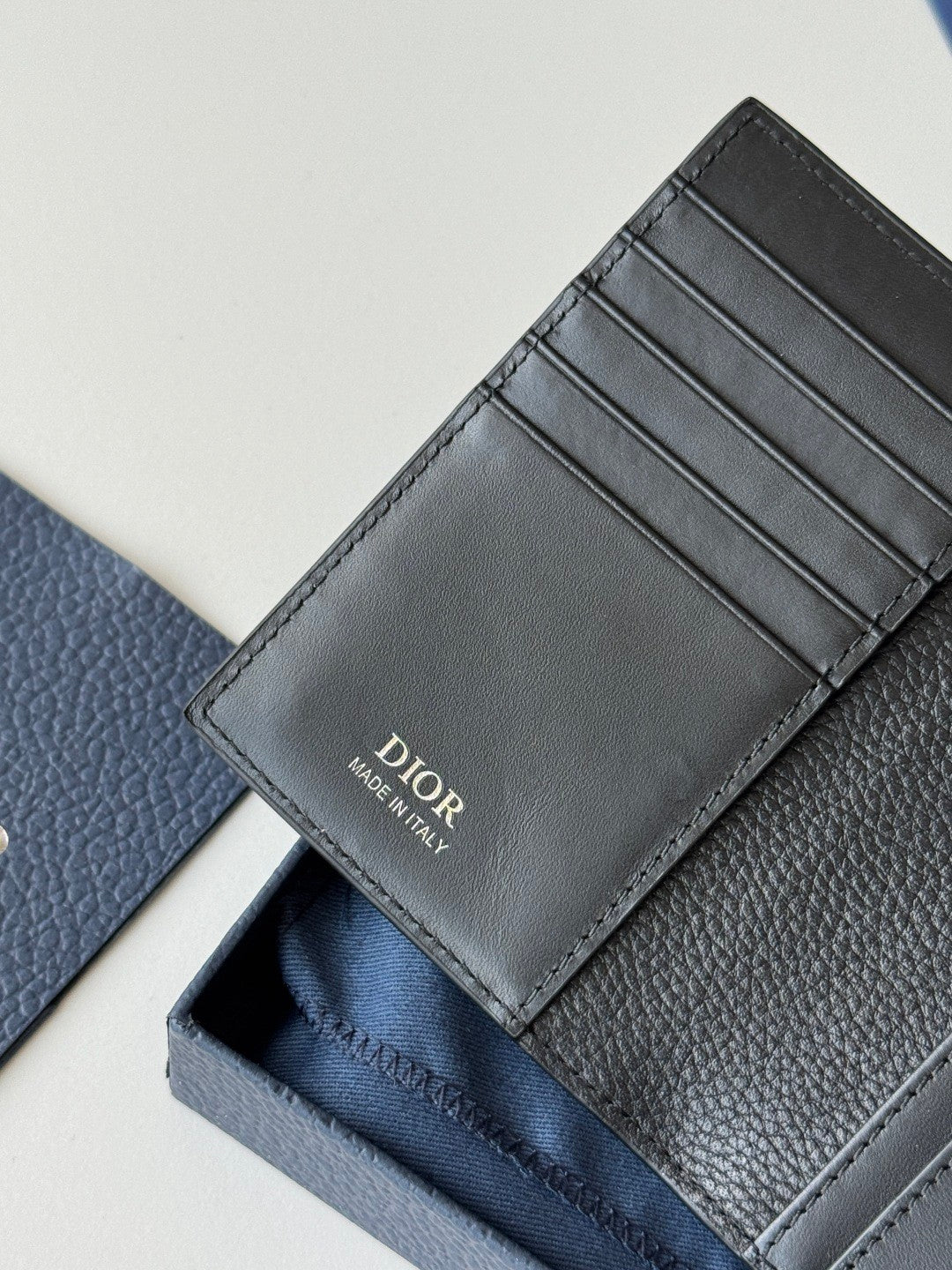 Dior Men's CD lcon Vertical Bifold Card Holder Passport Holder Casual Logo Solid Color Canvas Leather Saddle Passport Cover Wallet Purse Bags Bag 2ADCH169YKK-H00N #81355