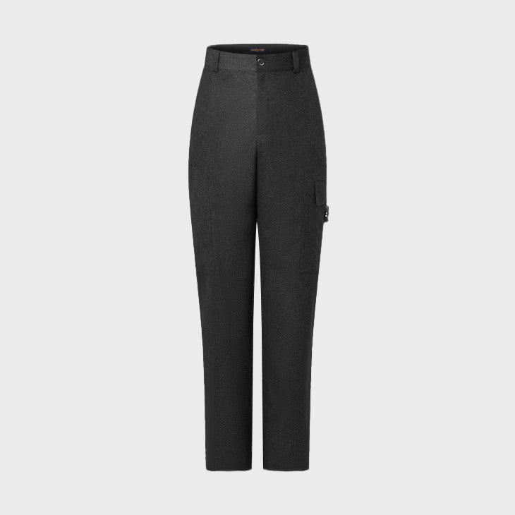 Louis Vuitton Men's Solid Color Mid Waist Side Pocket Straight Fitting Wool Workwear Pants #98294