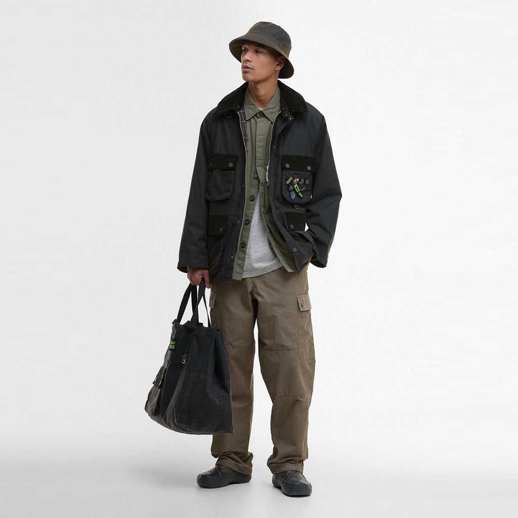 Barbour × Crocs Men's Women's Fall And Winter Lapel Oil Wax Jacket Badge Fashion Trend Pockets Casual Hooded Single-breasted Jacket Ngvp #2624