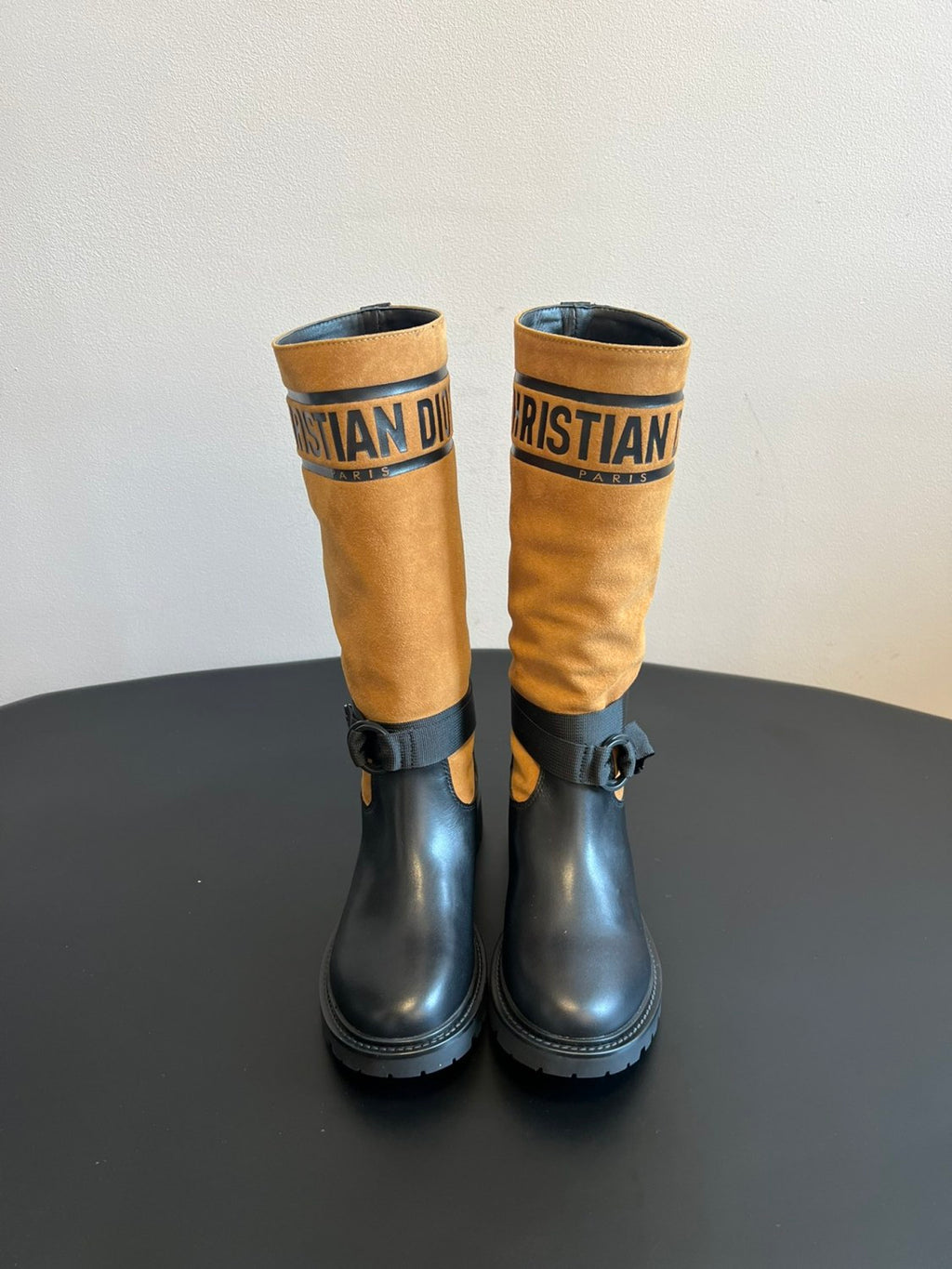 Dior Women's Spring/Fall/Winter Leather And Suede Blend Vintage Chunky-Heeled High-Top Boots Casual Long Riding Boots Shoes #81721