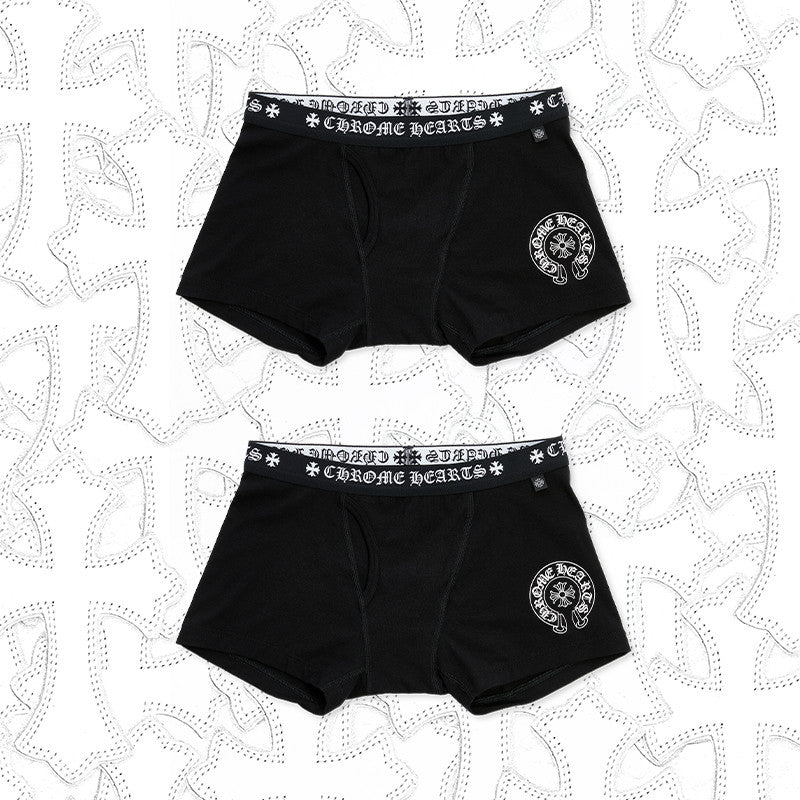 NlGO Chrome Hearts Men's And Women's Pure Color Sanskrit Print Cotton High Elasticity Boxer Briefs Underwear #77394