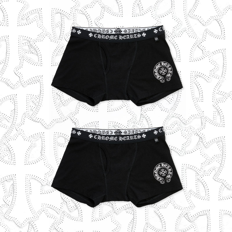 NlGO Chrome Hearts Men's And Women's Pure Color Sanskrit Print Cotton High Elasticity Boxer Briefs Underwear #77394