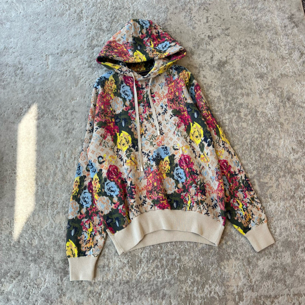 Louis Vuitton Men's Spring Autumn Monogrammed Floral Pattern Jacquard Hooded Sweatshirt Pullover #97861
