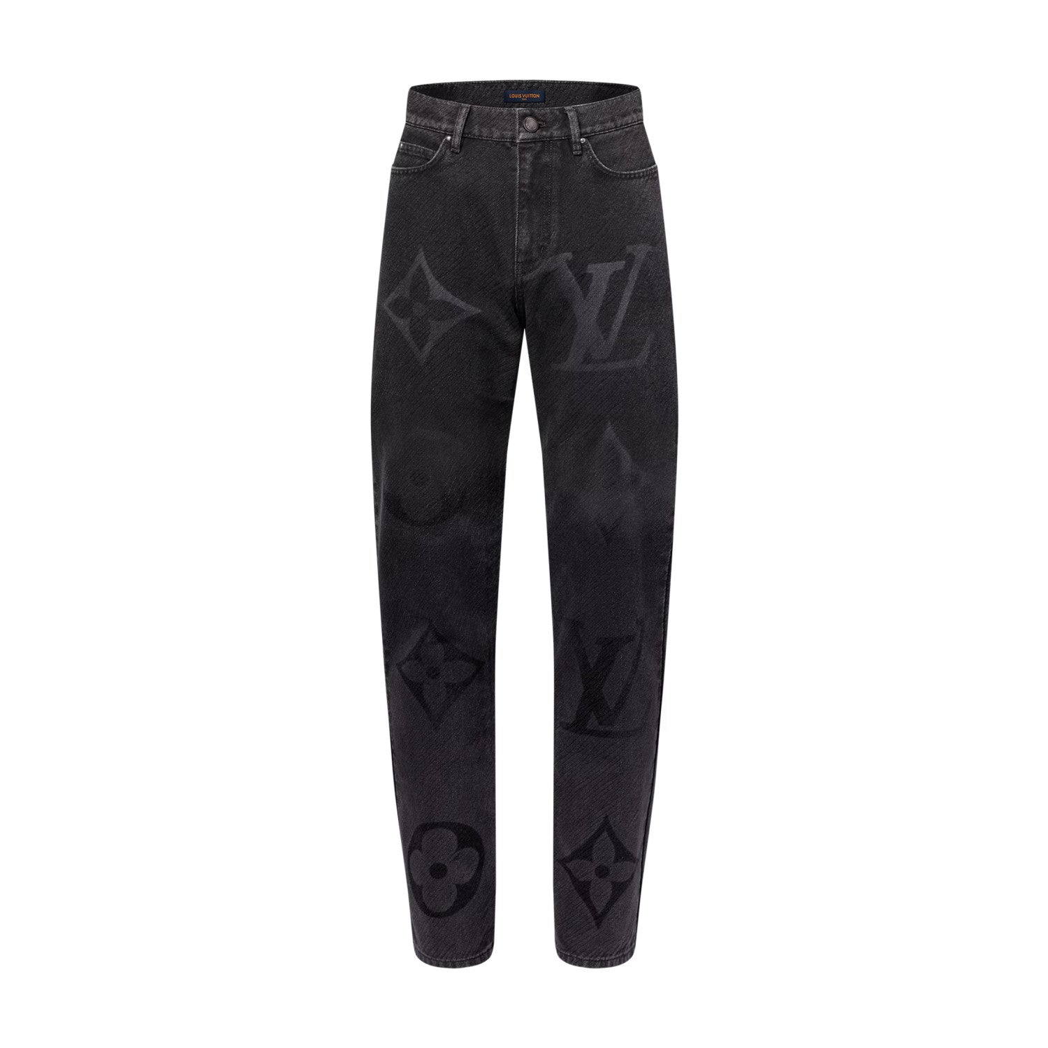 Louis Vuitton Men's Spring And Fall Black Logo Jacquard Single Breasted Long Sleeved Denim Jacket Jeans Pants Suit Set #75747