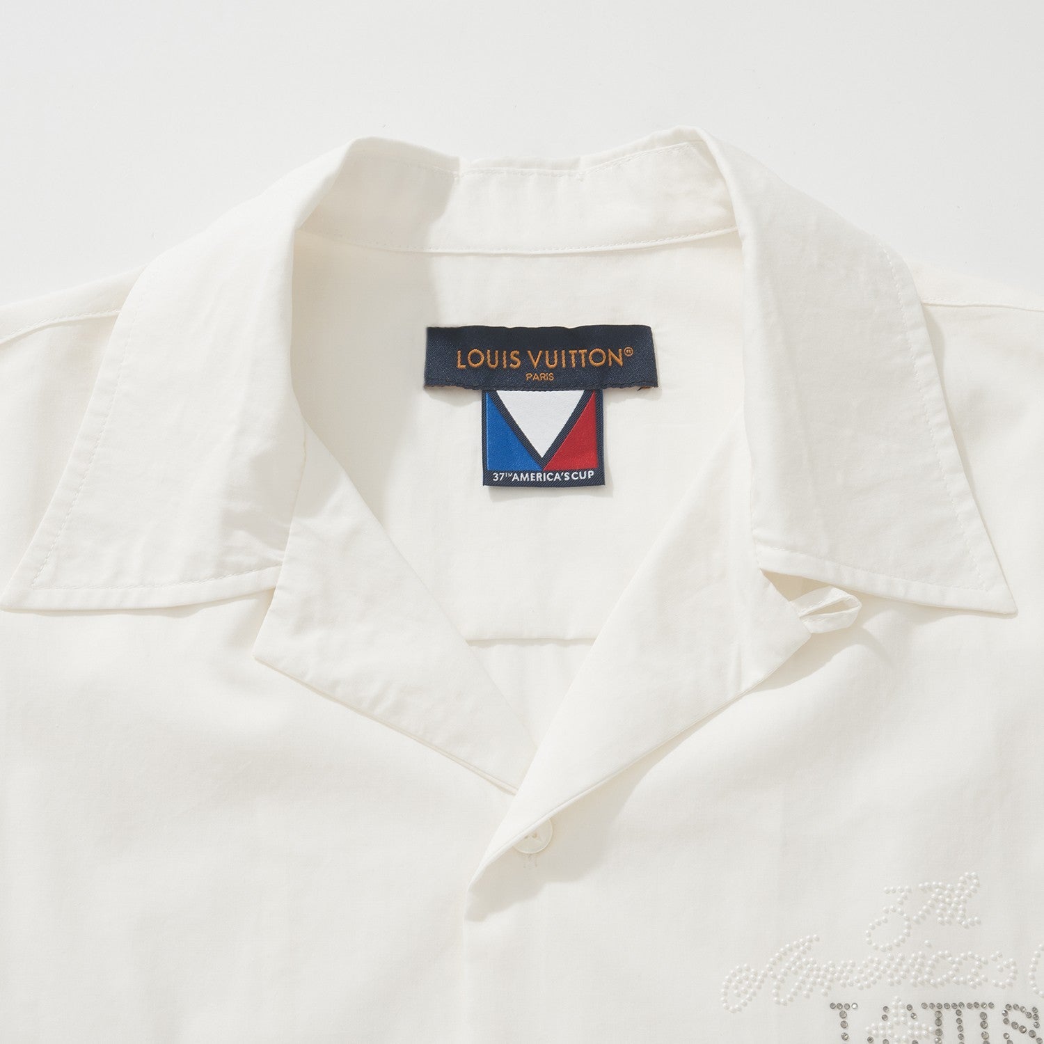 Louis Vuitton Men's Spring And Fall White Letters Logo Embroidery Single Breasted Long Sleeved Shirt #73264