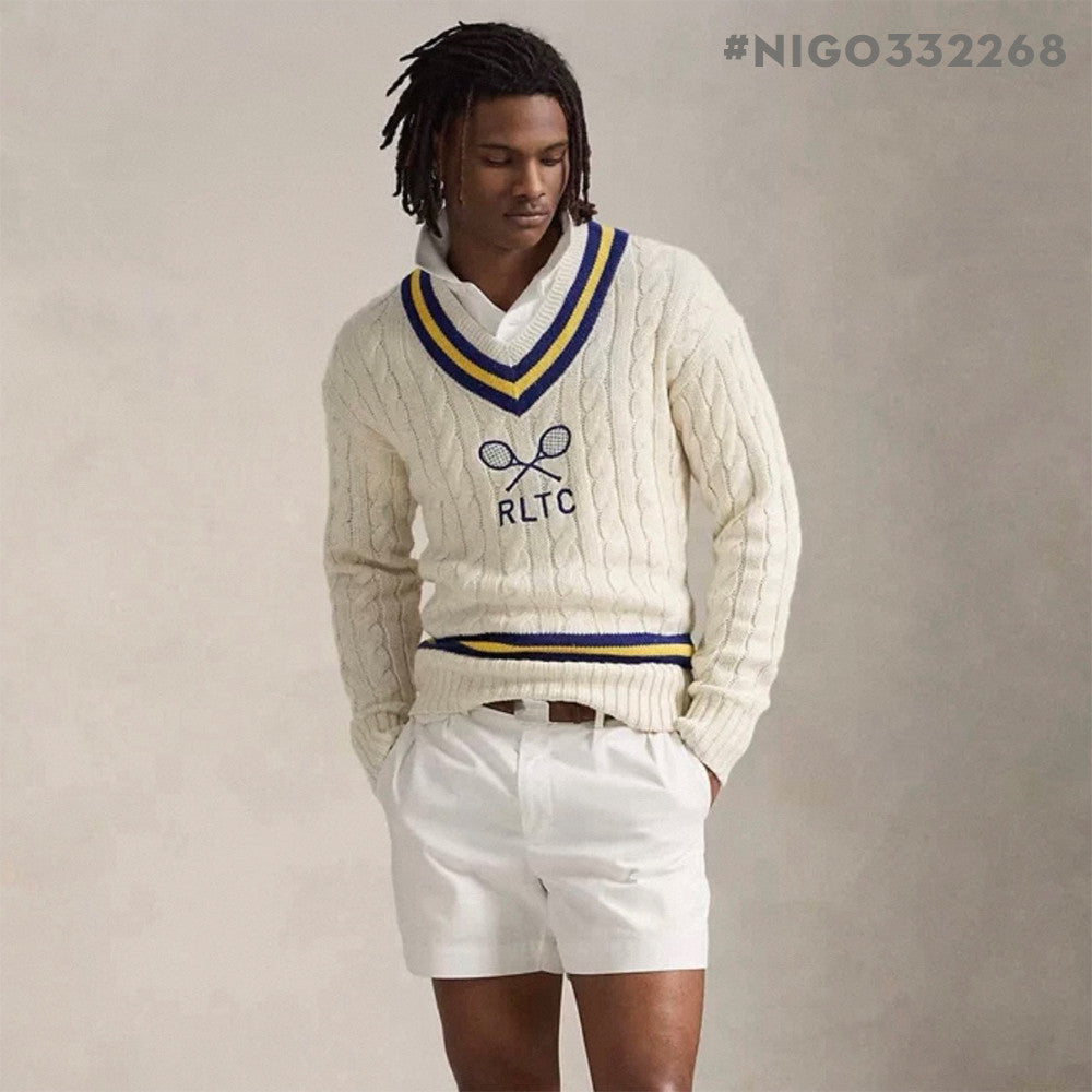 Ralph Lauren Men's Polo Solid Color V-neck Pullover Long-sleeved Autumn And Winter Knitted Wool Polo