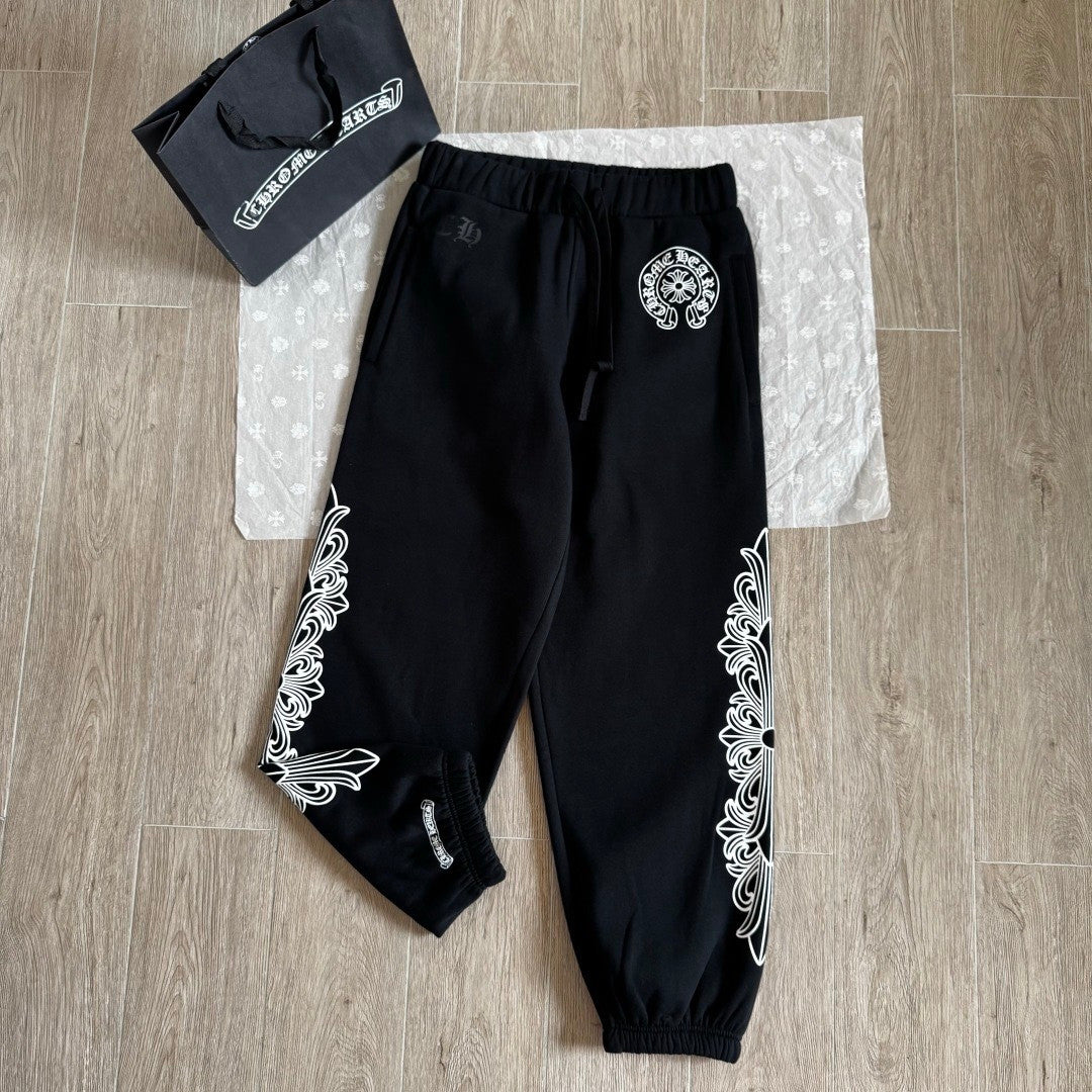 Chrome Hearts Side Floral Leg Pattern Hooded Sweatshirt Pants #375724